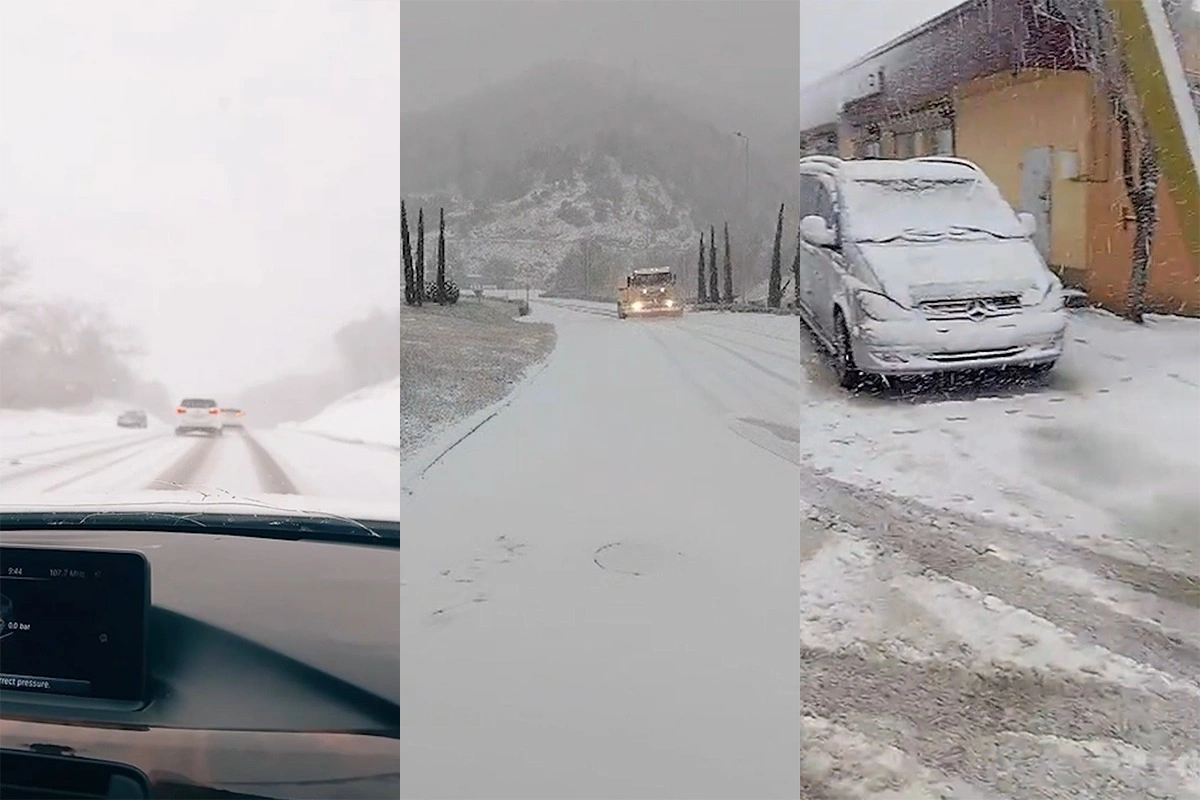 Ölkənin müxtəlif yerlərinə yağan qar sürücülərə çətinlik yaradır: YOLLAR BUZ BAĞLAYIB