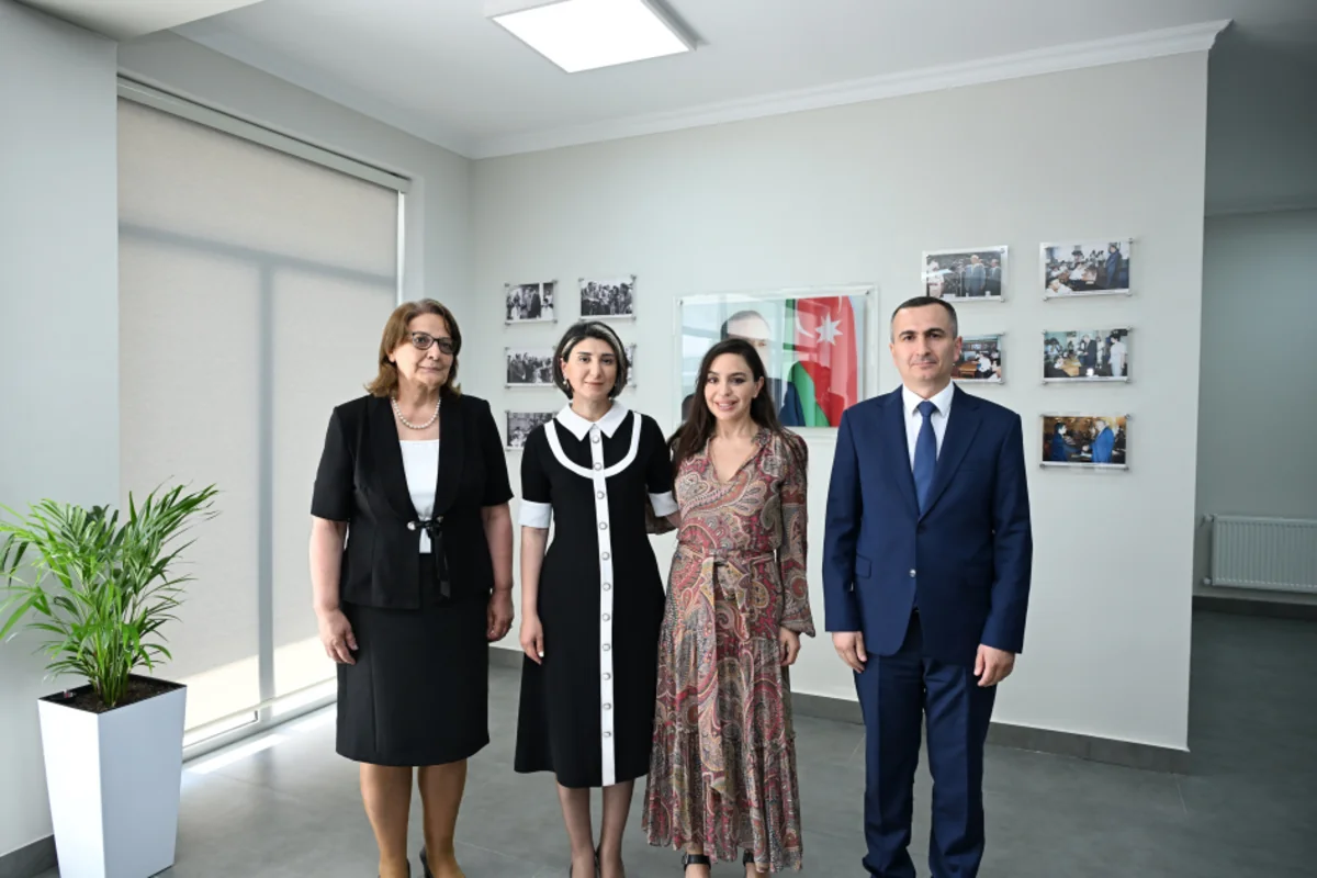 Leyla Əliyeva Yevlaxda məktəb binasının açılışında iştirak edib