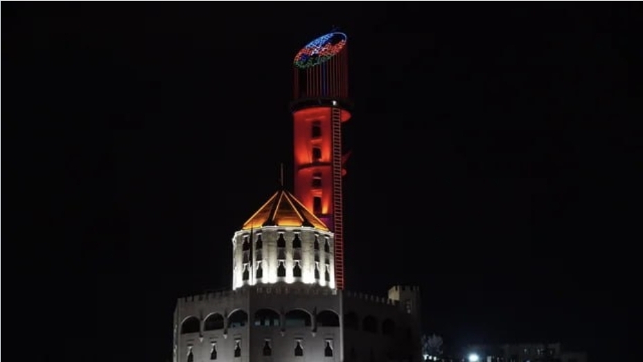 Cümhuriyyət Qülləsində bayrağımız proyeksiya olundu